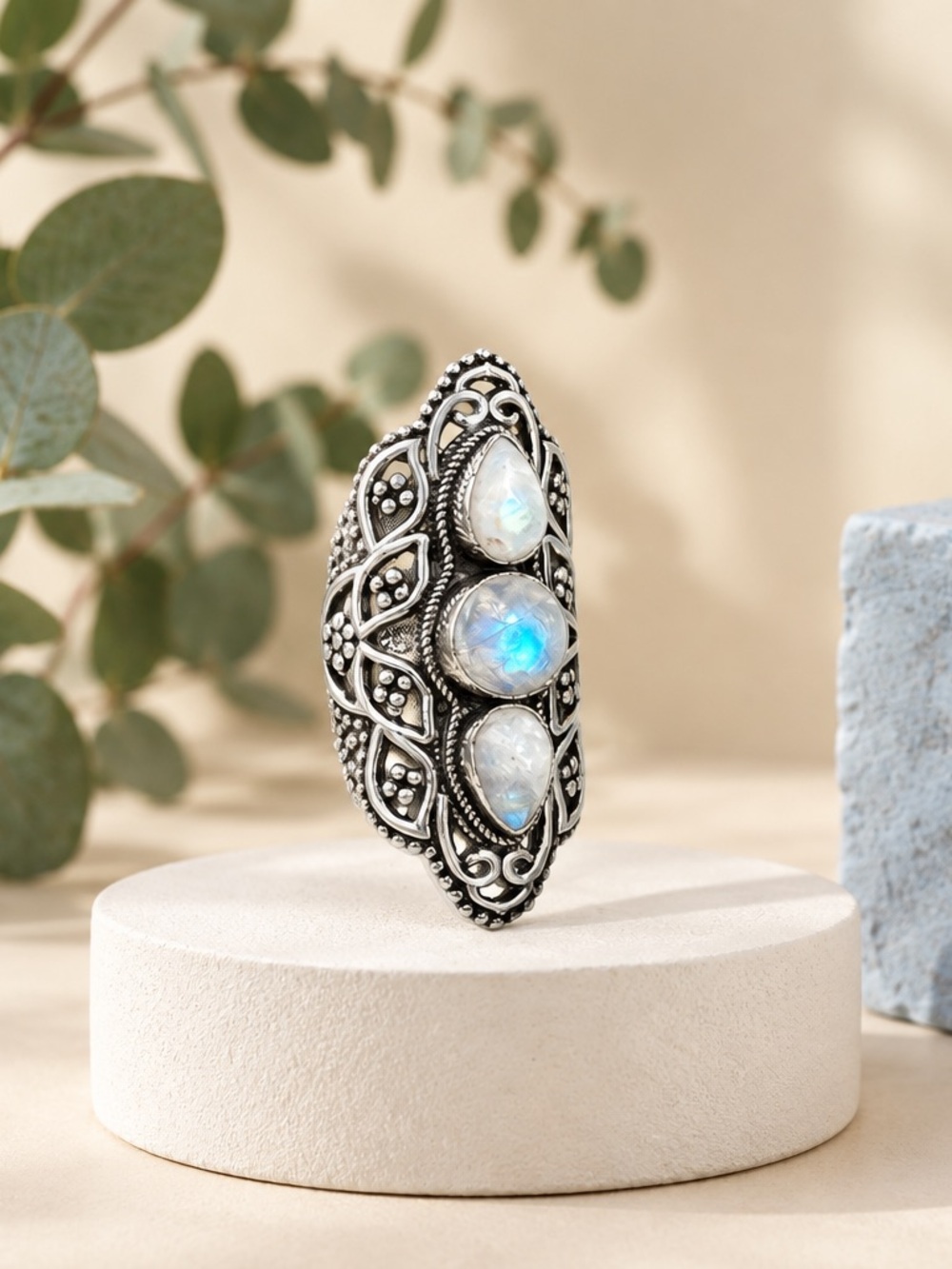 NEW! Moonstone Statement Ring - Picture 6 of 14